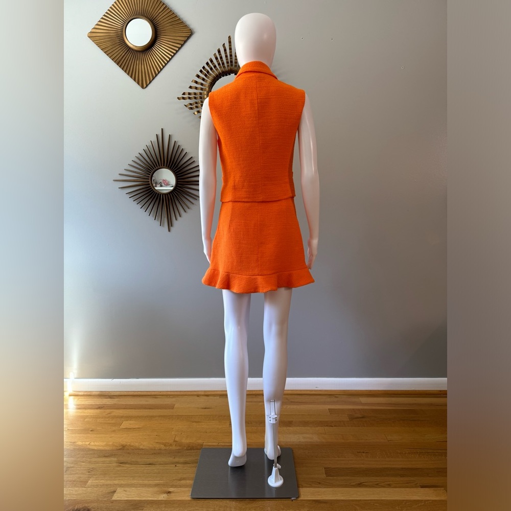 Zara - Orange Textured Vest/Mini Skirt Set - Picture 9 of 13